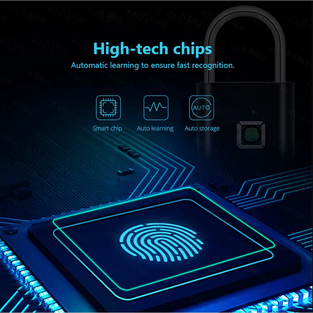 KERUI Keyless USB Charging Fingerprint Lock Smart Padlock